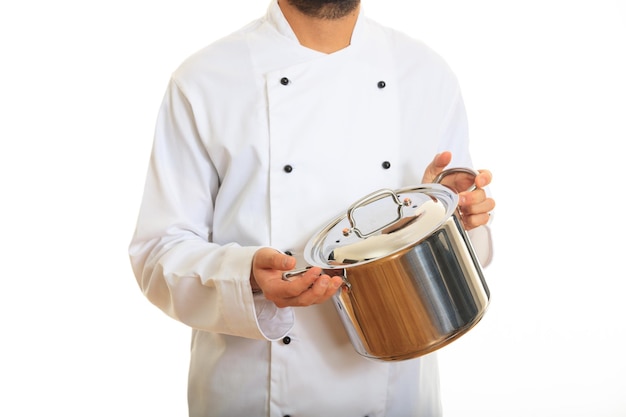 Szef kuchni przy garnku